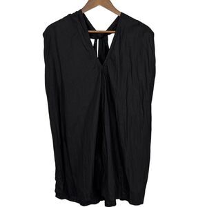 KALIYANA Artwear Top Shirt‎ Lagenlook Black Layer Oversized Crossback Size 2 M/L